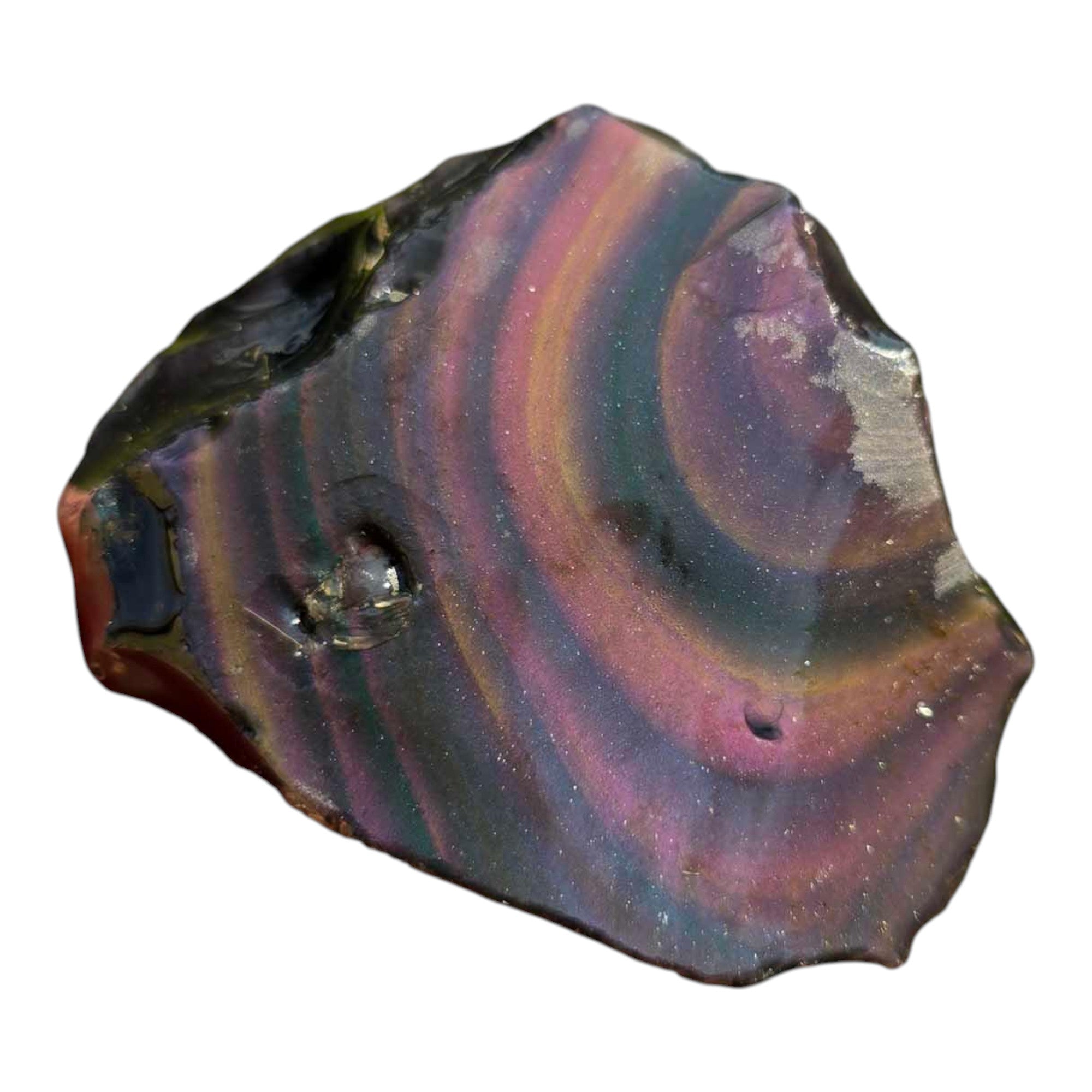 Jalisco Rainbow Obsidian Rough – Old Stock Small Cutter with Dome Polish Potential