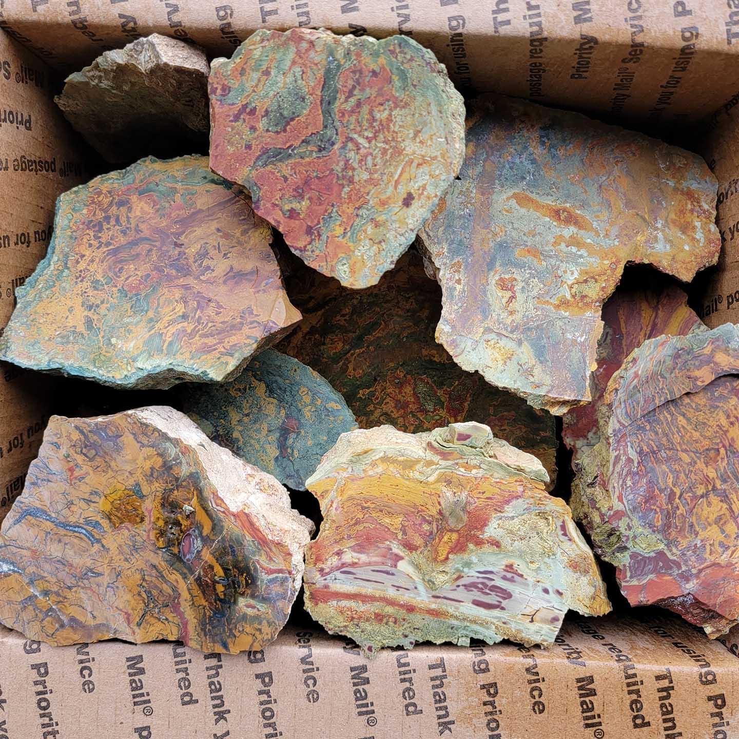 Overflowing Cut and Proven Kaleidoscope Jasper Flatrate! 23 lbs! - LapidaryCentral