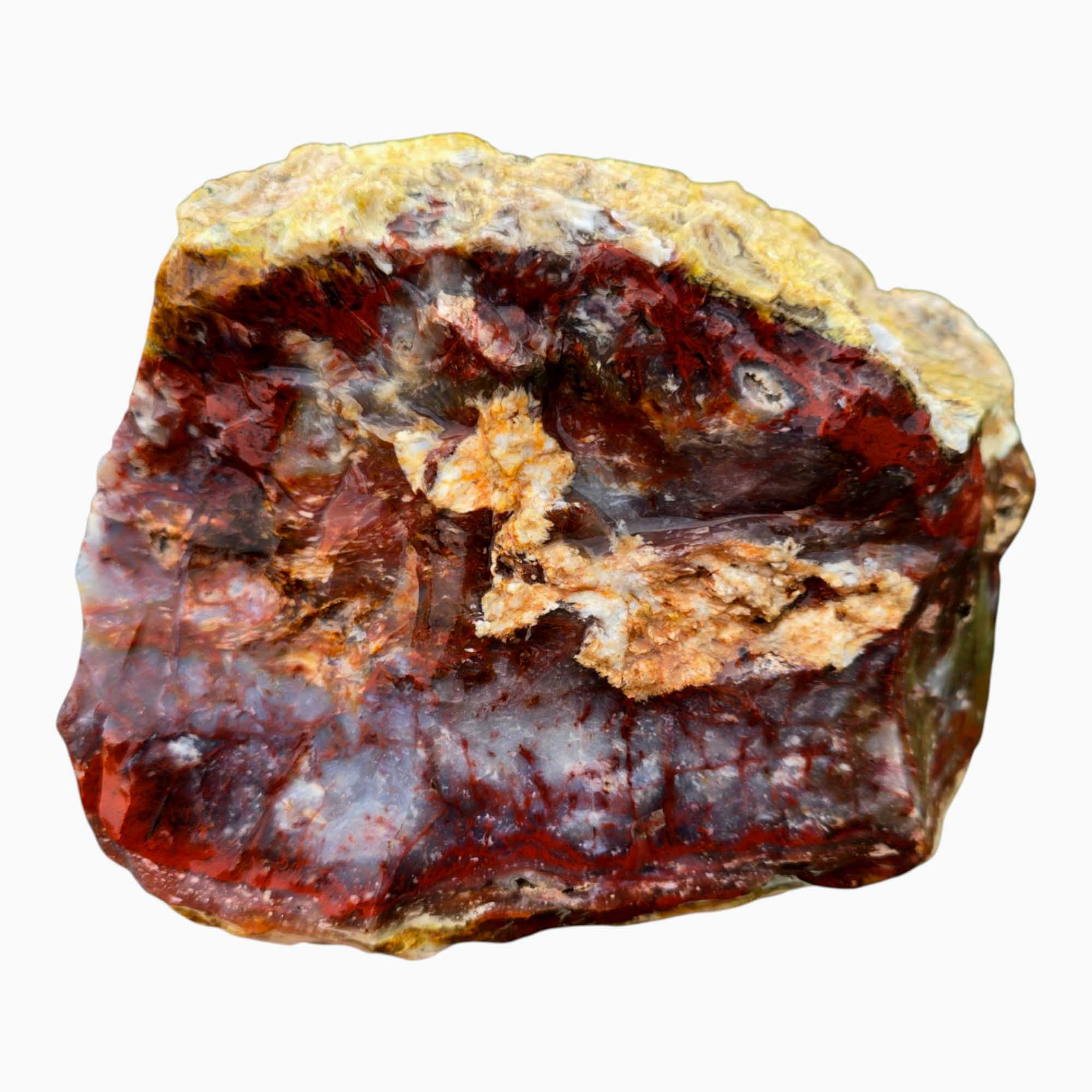 Red Color Bogs Kramer Hills Agate Rough – Red Flame Bog Agate with Blue Core for Cutt