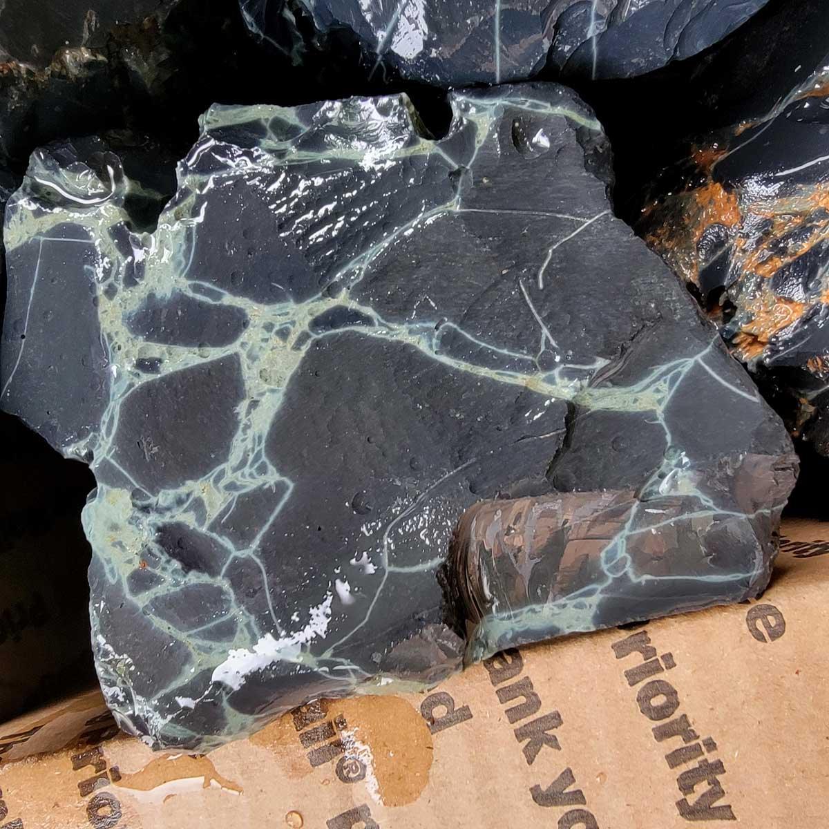 RARE Mexican Spiderweb Obsidian Rough Flatrate! - LapidaryCentral