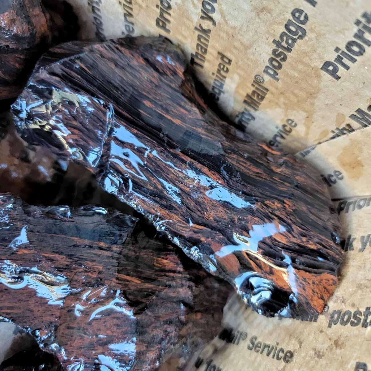 Tri-Flow Mix Old Stock Oregon Obsidian Rough Flatrate! - LapidaryCentral