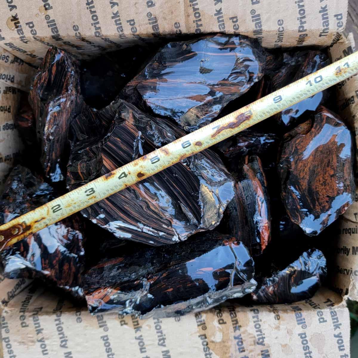 Tri-Flow Mix Old Stock Oregon Obsidian Rough Flatrate! - LapidaryCentral