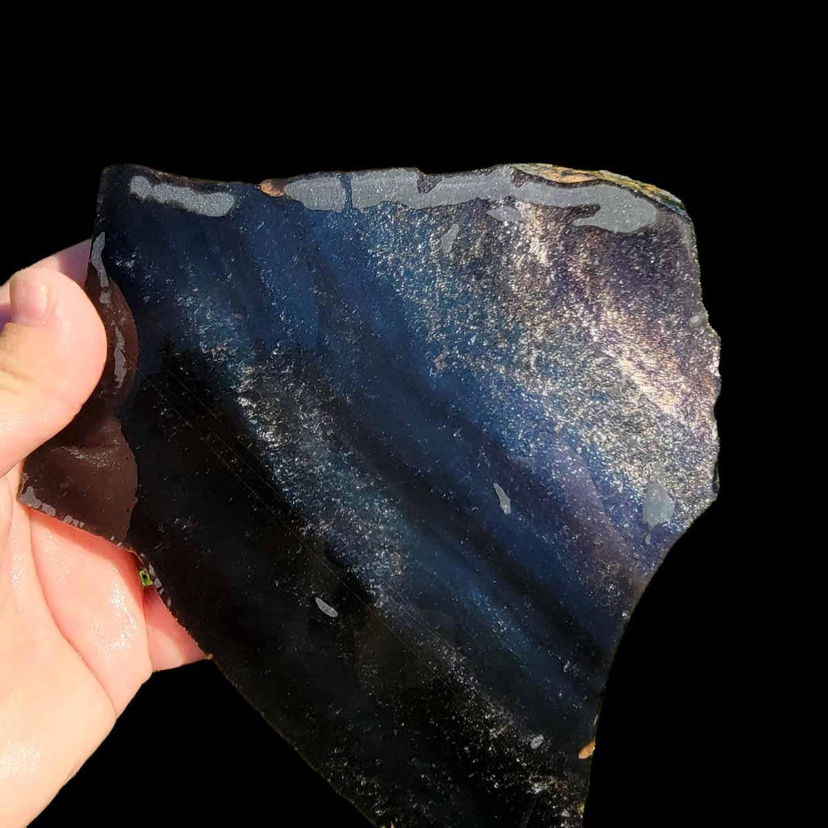 Lassen Creek Blue Lightning Rainbow Obsidian Slab!  Lapidary Stone Slab! - LapidaryCentral