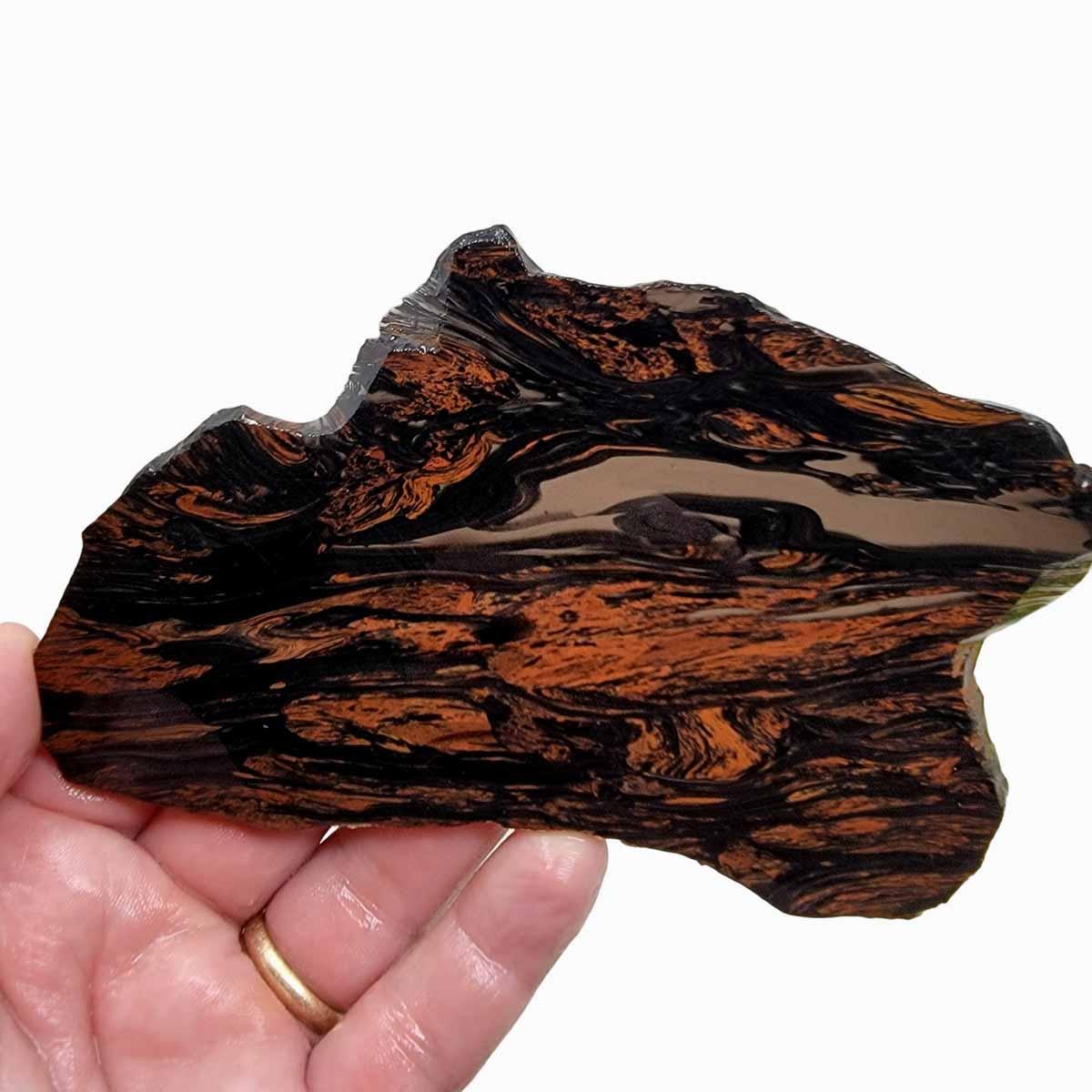 Tri-Flow Mahogany Obsidian Slab! Lapidary Stone Slab! - Lapidary Central