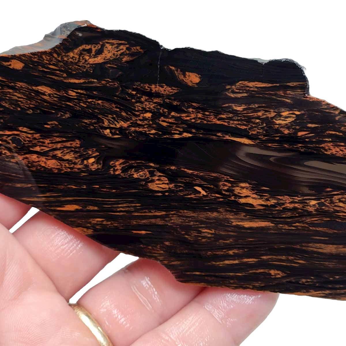 TriFlow Mahogany Obsidian Slab!  Lapidary Stone Slab! - LapidaryCentral