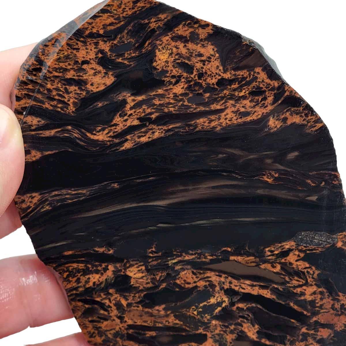 TriFlow Mahogany Obsidian Slab!  Lapidary Stone Slab! - LapidaryCentral