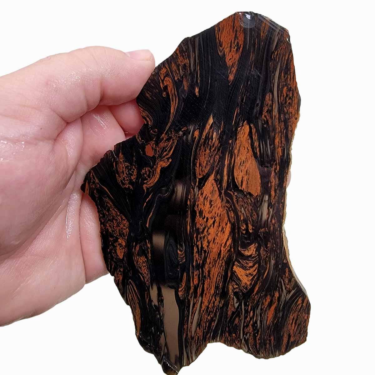 Tri-Flow Mahogany Obsidian Slab! Lapidary Stone Slab! - Lapidary Central