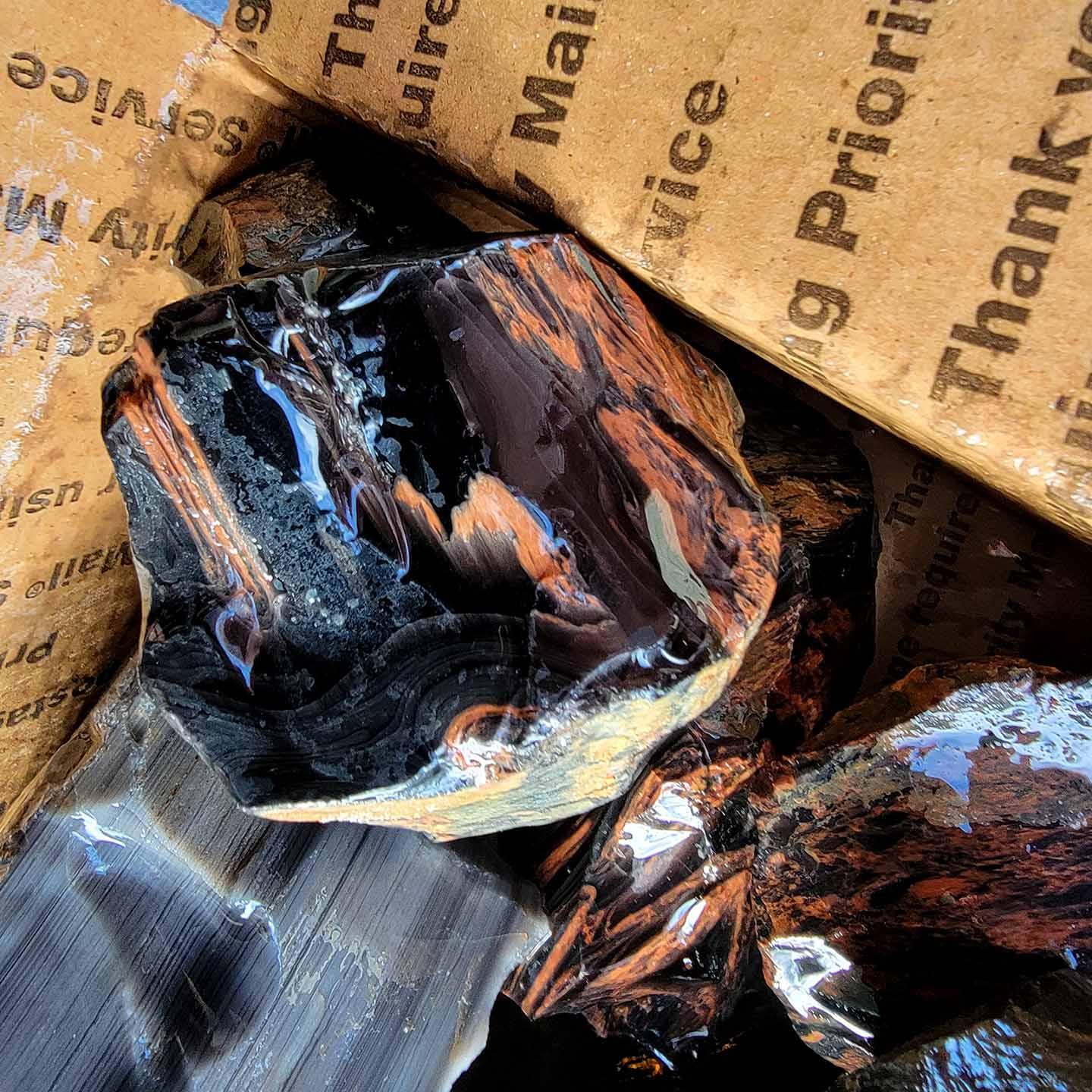 Tri-Flow, Rainbow, Starburst Silver Sheen Mix Old Stock Oregon Obsidia