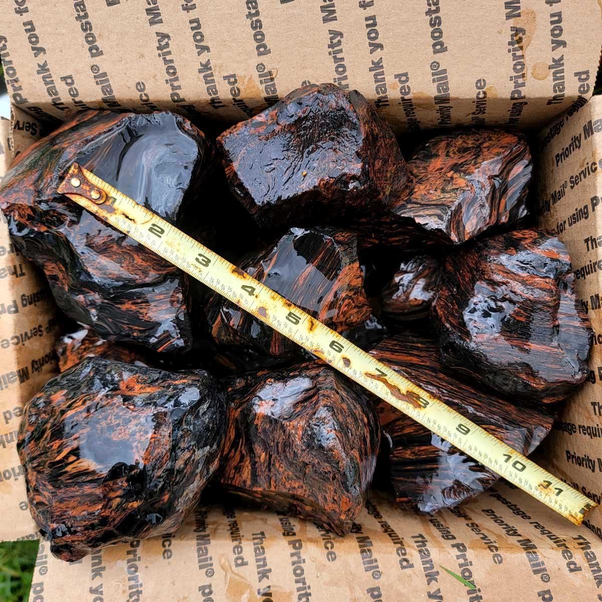 Tri-Flow Mix Old Stock Oregon Obsidian Rough Flatrate! - LapidaryCentral