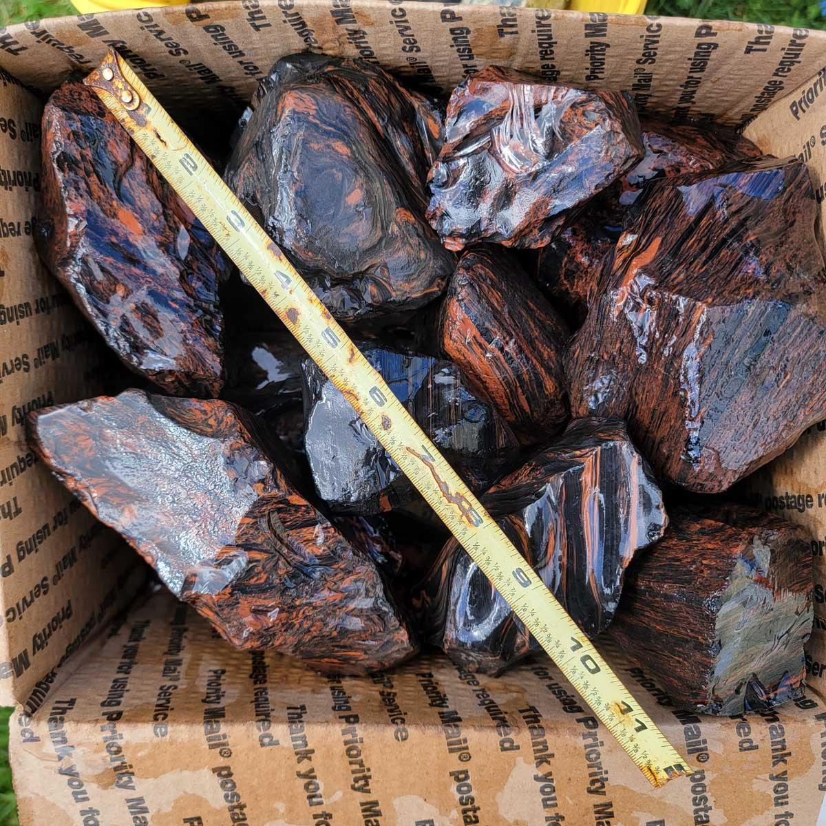 Tri-Flow Mix Old Stock Oregon Obsidian Rough Flatrate! - LapidaryCentral