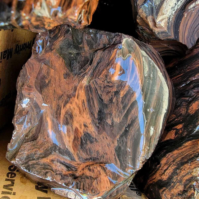 Tri-Flow Mix Old Stock Oregon Obsidian Rough Flatrate! - LapidaryCentral