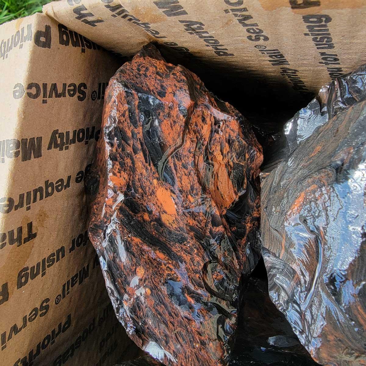 Tri-Flow Mix Old Stock Oregon Obsidian Rough Flatrate! - LapidaryCentral