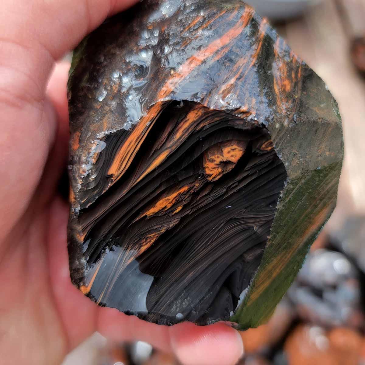 B Grade Tri-Flow Obsidian Rough! Old Stock Lapidary Wholesale! - Lapidary Central