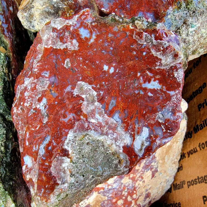 Red Lightning Agate Cutting Rough Flatrate! - LapidaryCentral