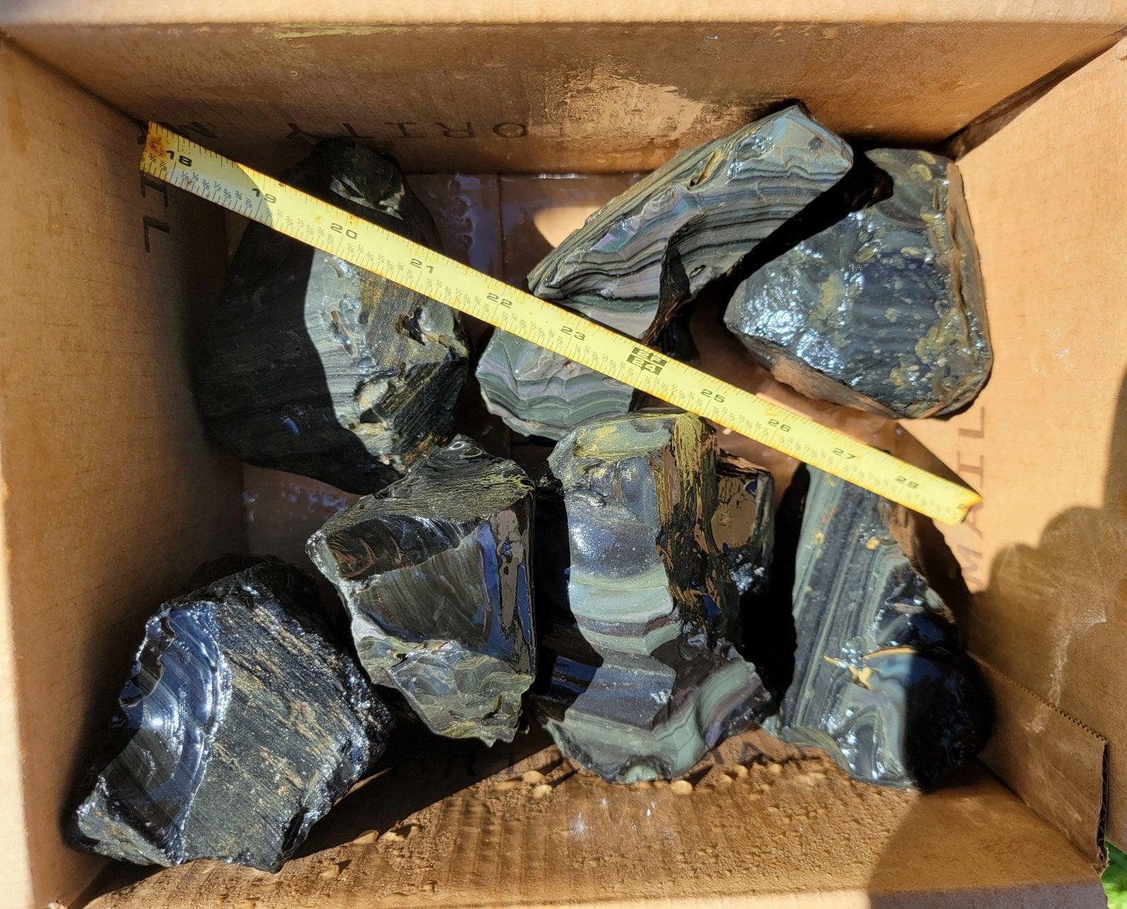 Mexican Rainbow Obsidian Discount Cutting Rough Box! - LapidaryCentral