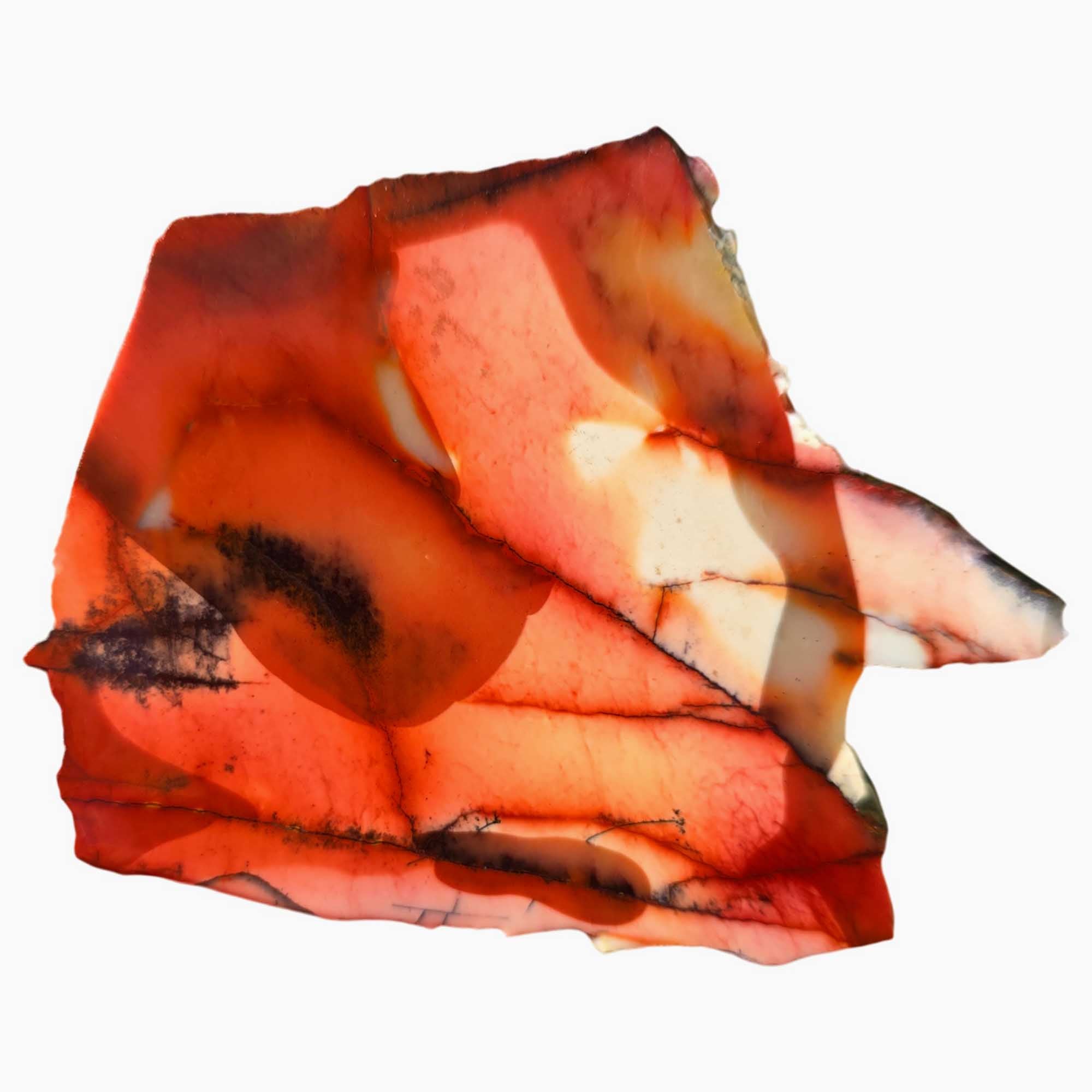 Mookaite Jasper Slab – Red Peach Pink Black Dendrites – Australia 90mm