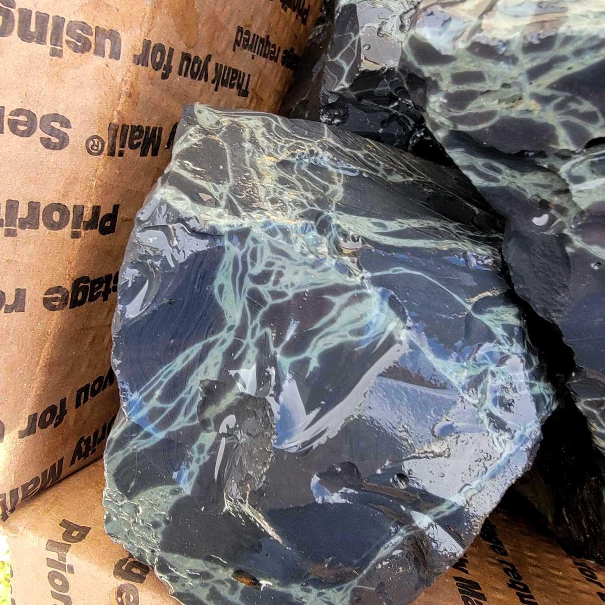 RARE Mexican Spiderweb Obsidian Rough Flatrate! - LapidaryCentral