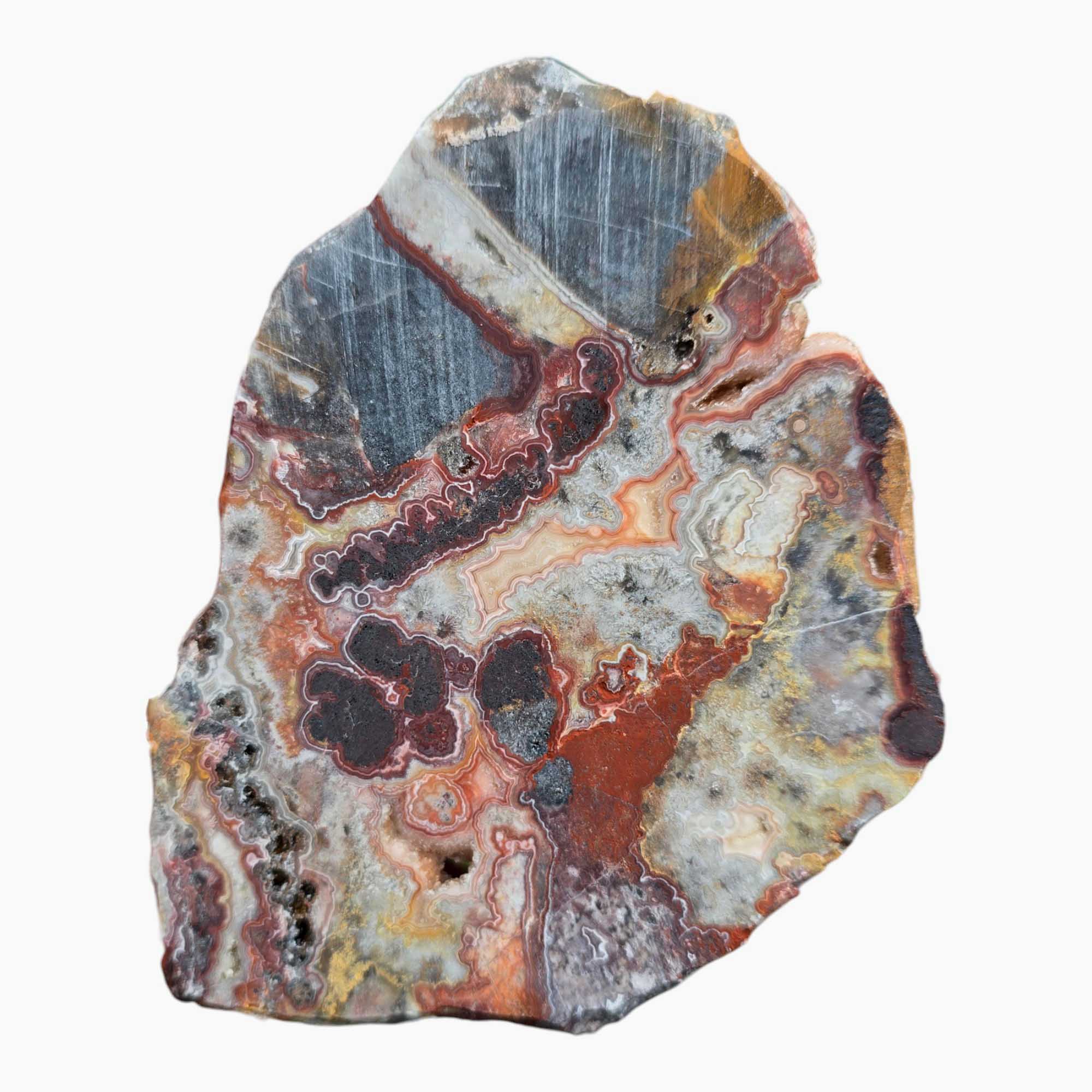 Crazy Lace Agate – Mexican Banded Agate with Rare Laguna Red Highlights