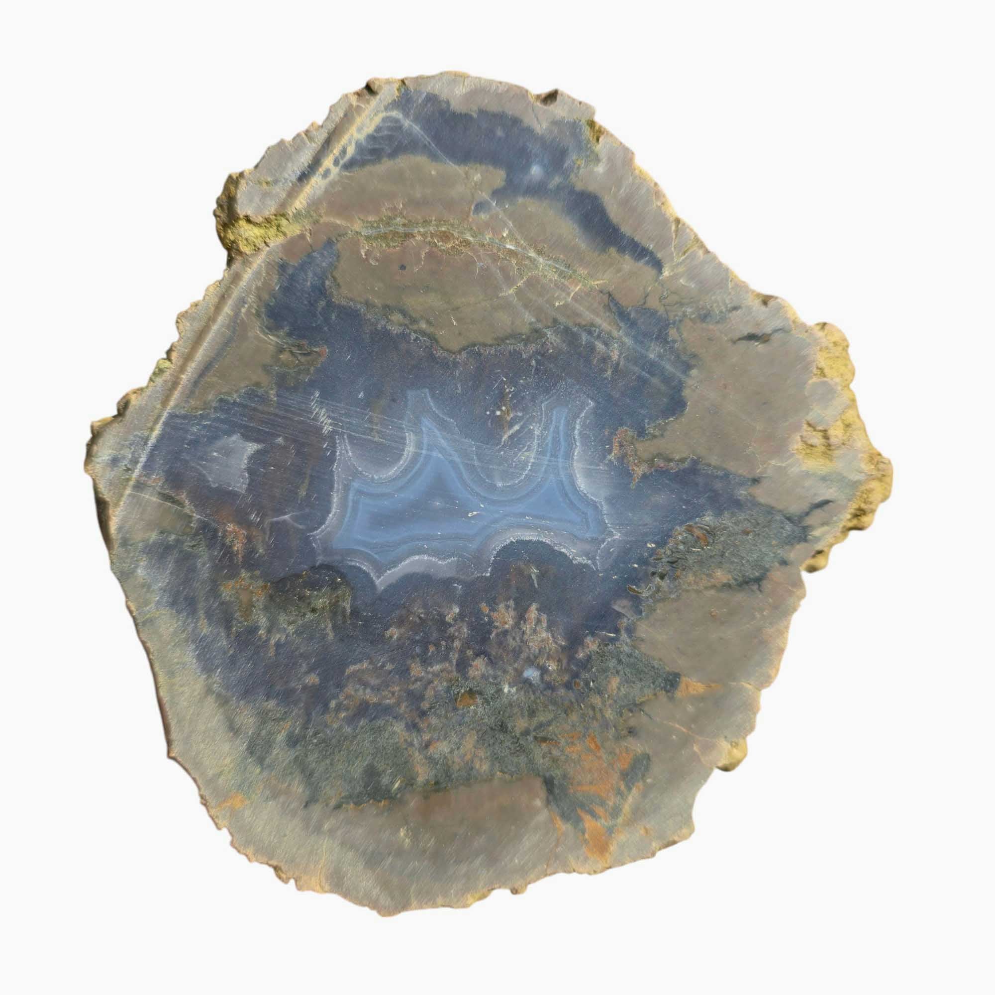 Priday Moss Bed Egg Rough Chunk Lapidary Stone Cut Face