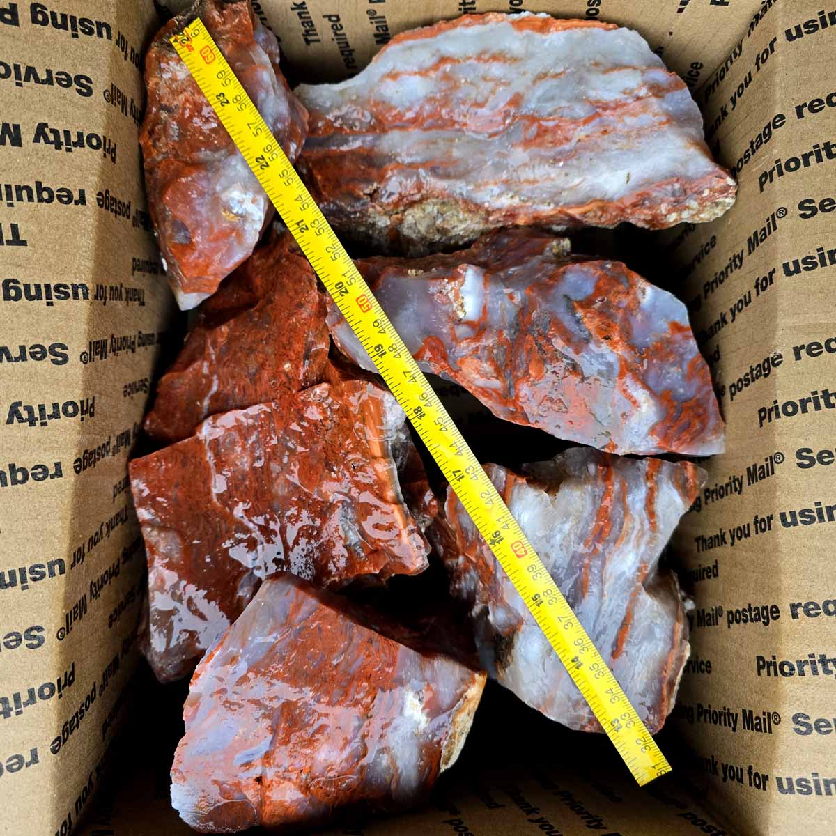 Red Velvet Agate Lapidary Rough Flatrate Slicing Stones Rock Box