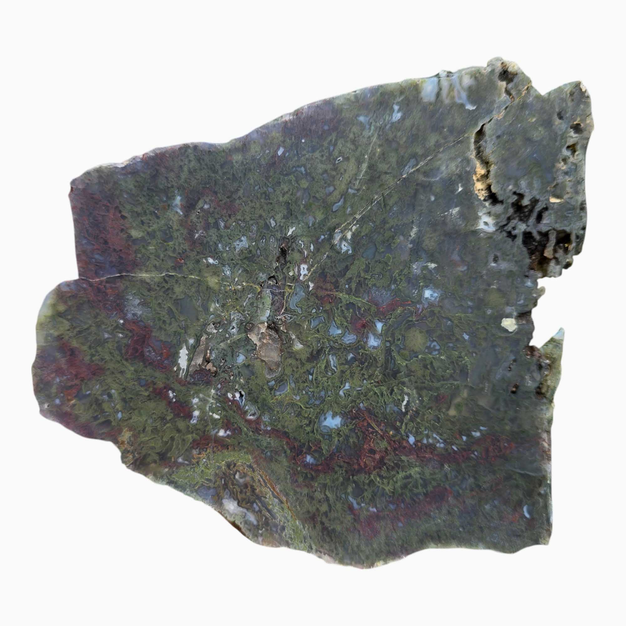 Maury Mountain Moss Agate Slab – Beautiful Green and Red Patterns from Oregon