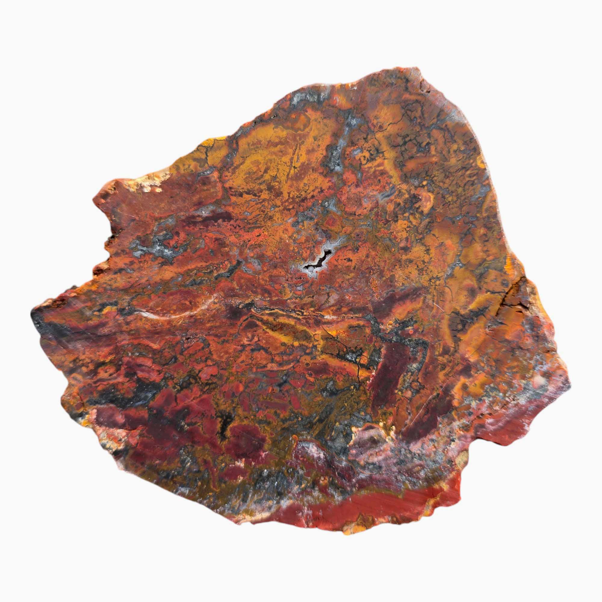 Mystery Jasper Slab – Fiery Red Moss with Hematite from Unknown Location