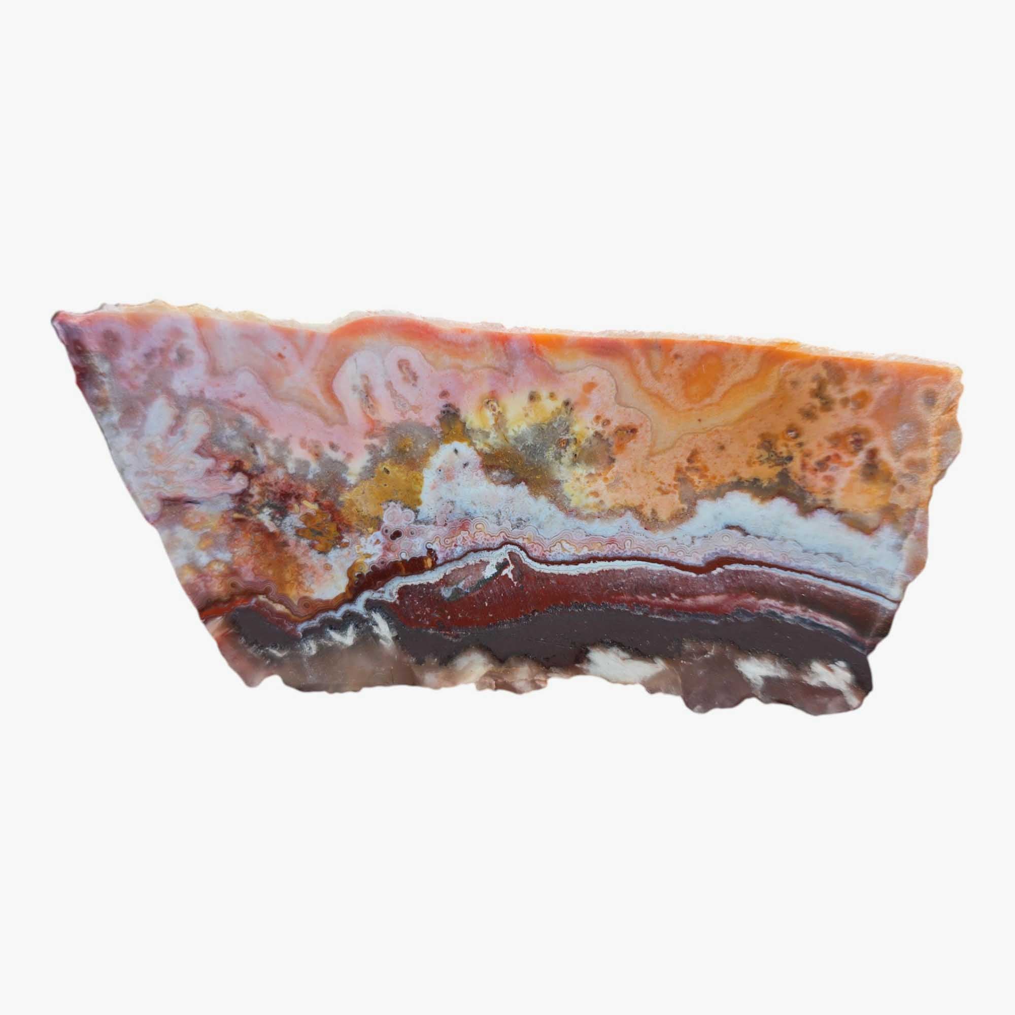 Flor de Durazno Flower of Peach Lace Agate Lapidary Cutting Rough Chunk Stone Cut Face