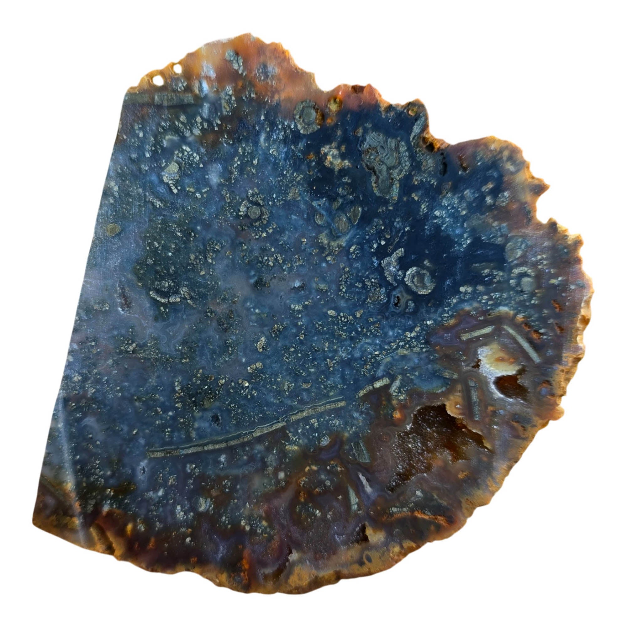 Nipomo Marcasite Slab Dry – Iron Plumes Druzy Sparkle Old Stock #3794-6