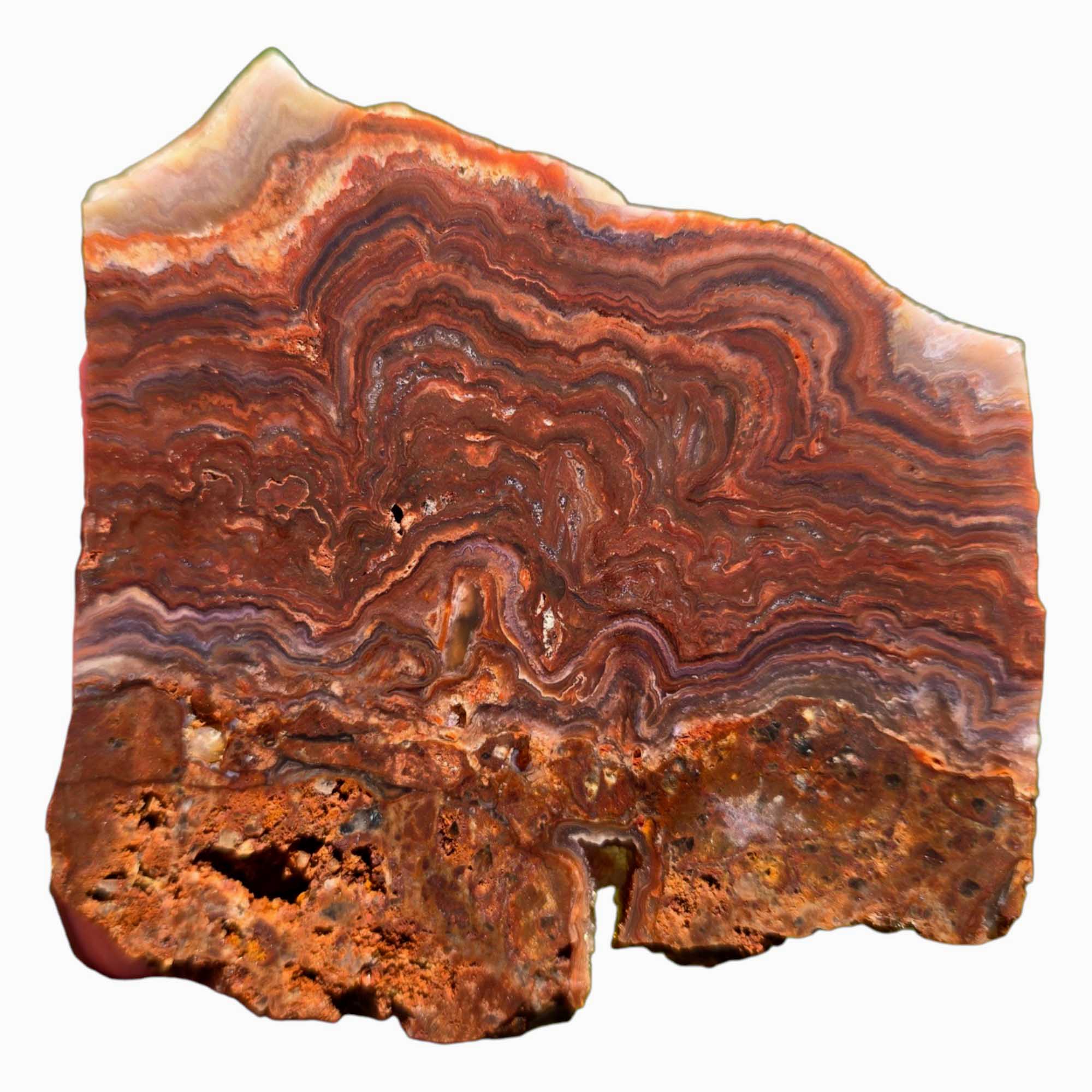 Fire Horizon Agate Slab – Wavy Red Lace with Agate Seam Inclusions