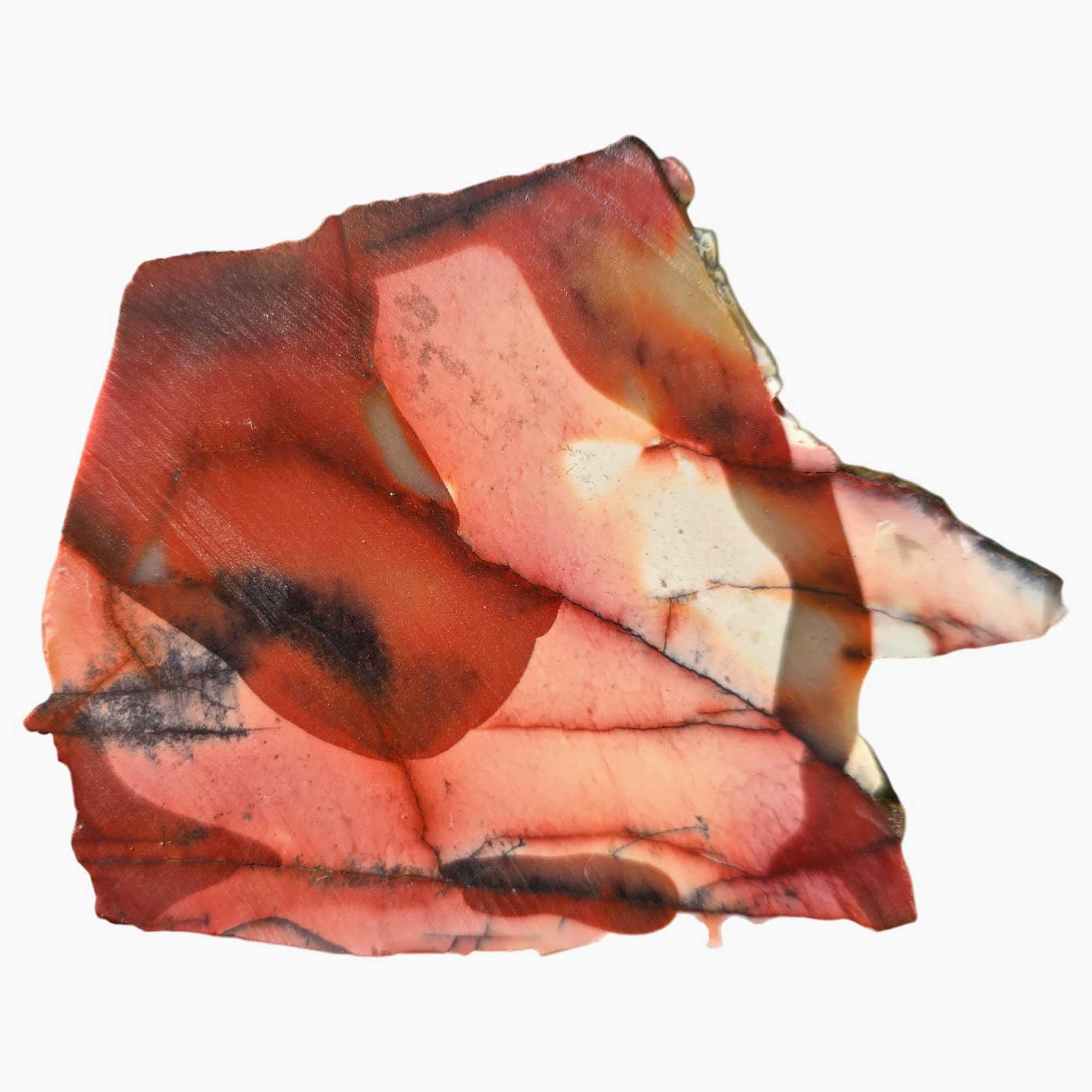 Mookaite Jasper Slab – Red Peach Pink Black Dendrites – Australia 90mm