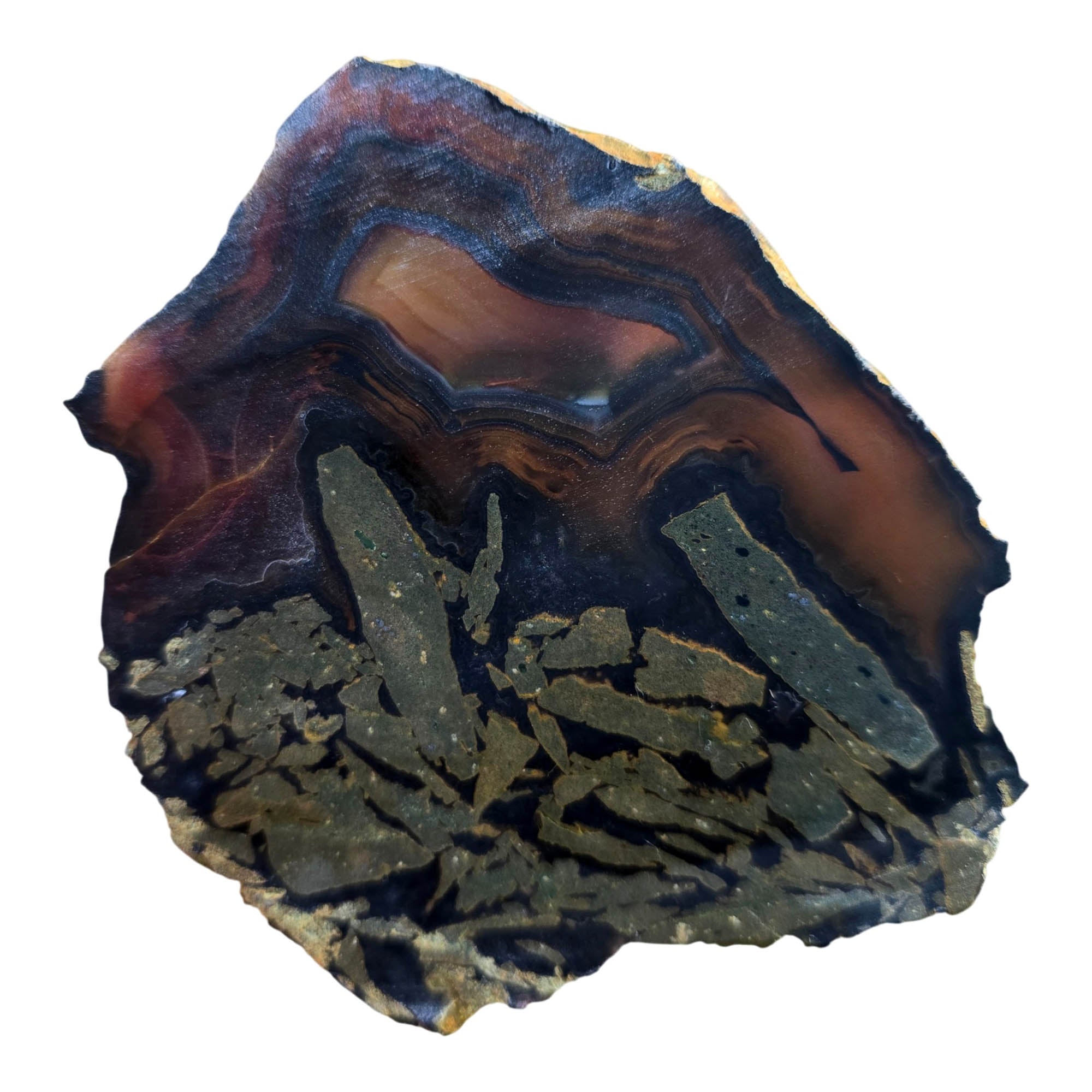 Piranha Agate Slab Dry – Orange Red Banding Brazilian Variety #3792-Photo6