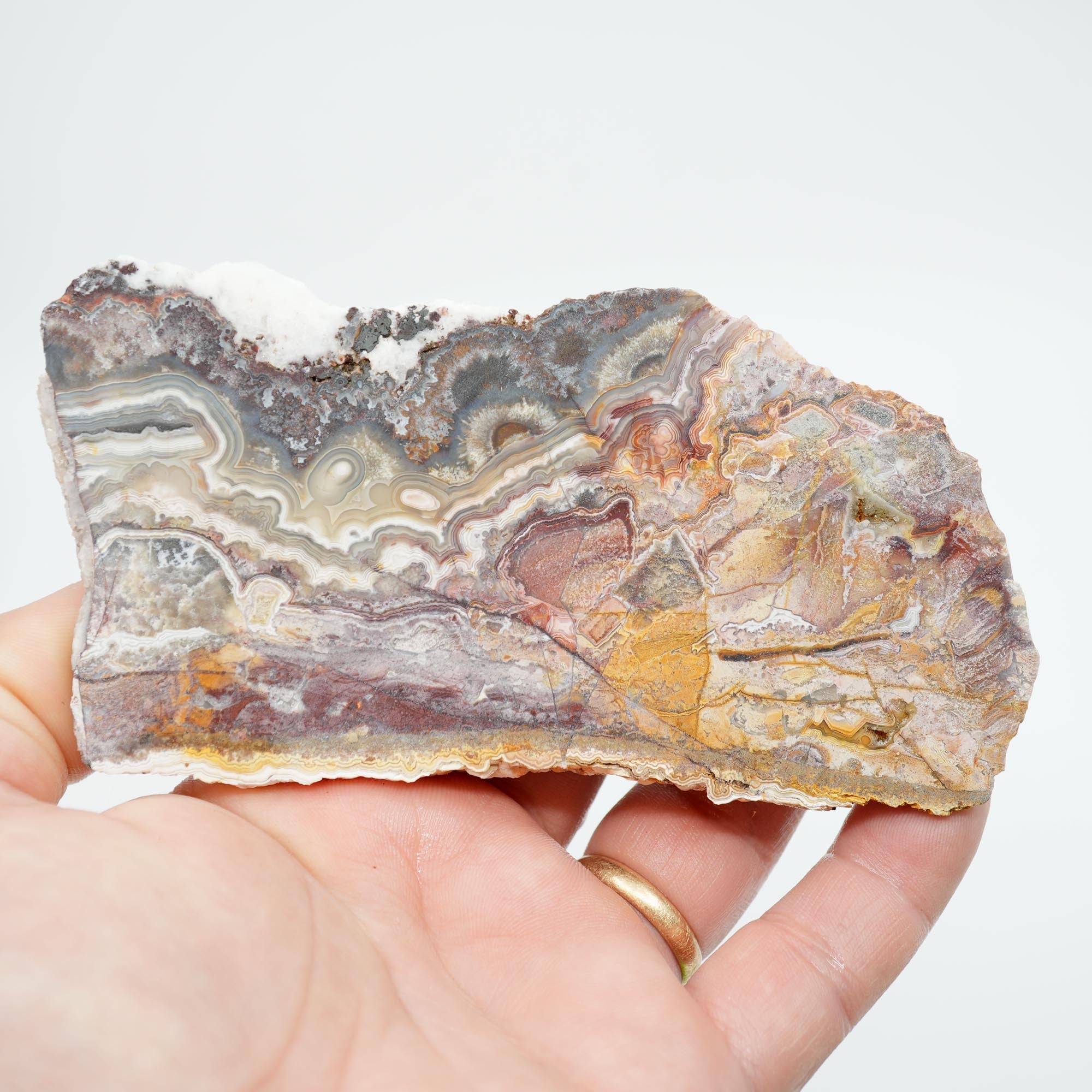 Laguna Lace Agate Endcut - Yin Yang Red and Orange Sunset