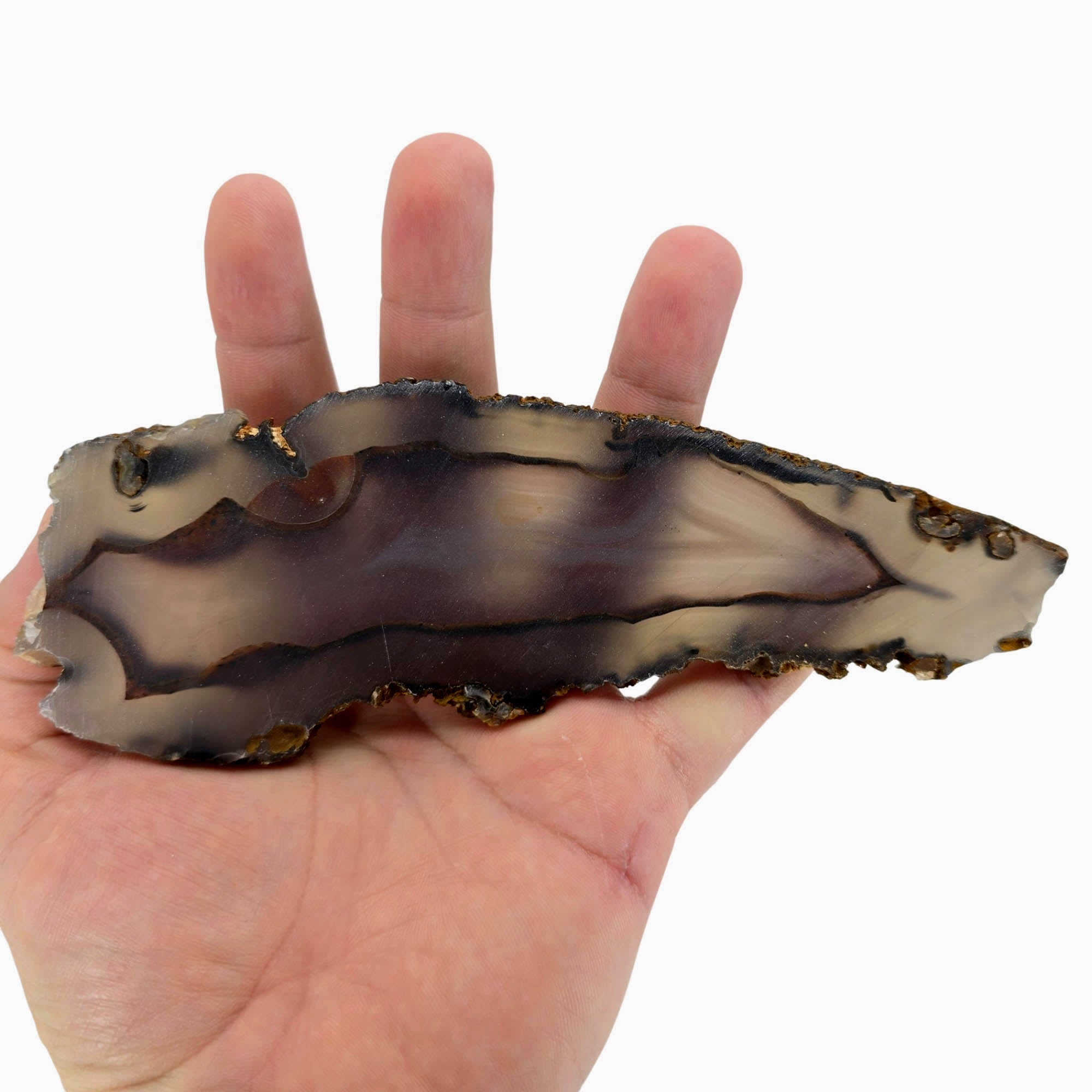 Brazilian Agate Slab Dry - Translucent Blue Fortification Natural Flaws #3894-Photo6