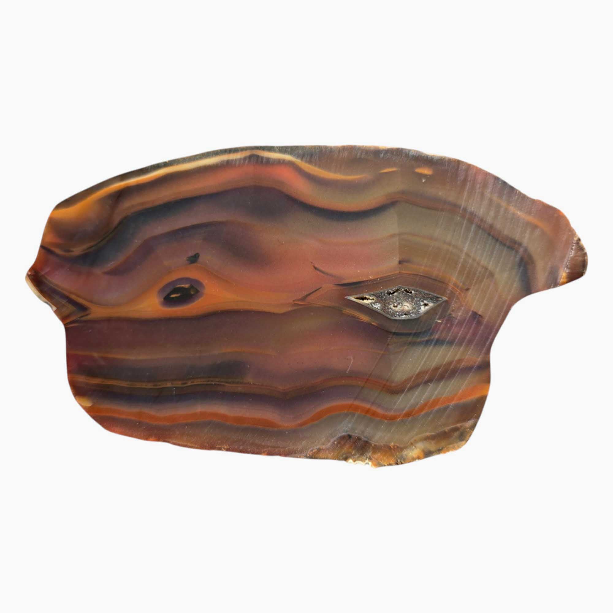 Transparent Brazilian Agate Slab with Swirling Eye Pattern – Backlit Gem