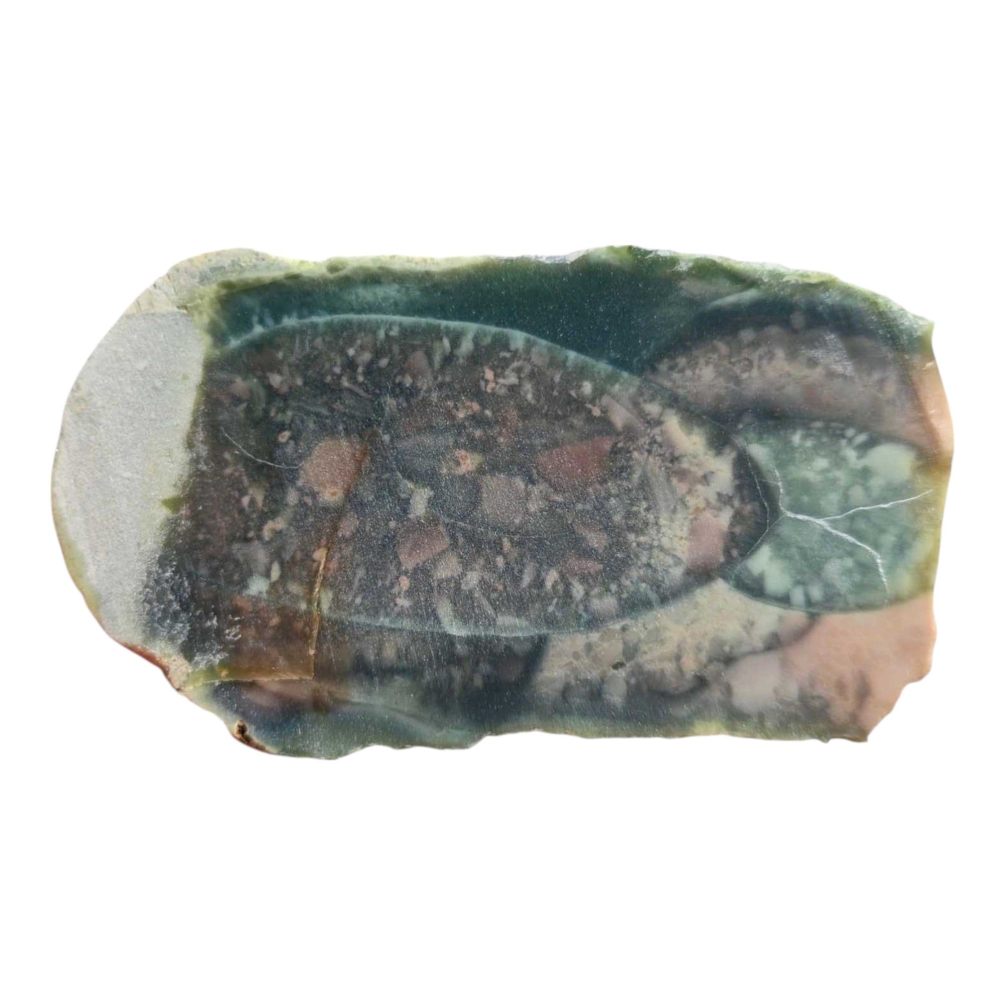 Royal Imperial Jasper Slab – Green Orb with Conglomerate from Mexico