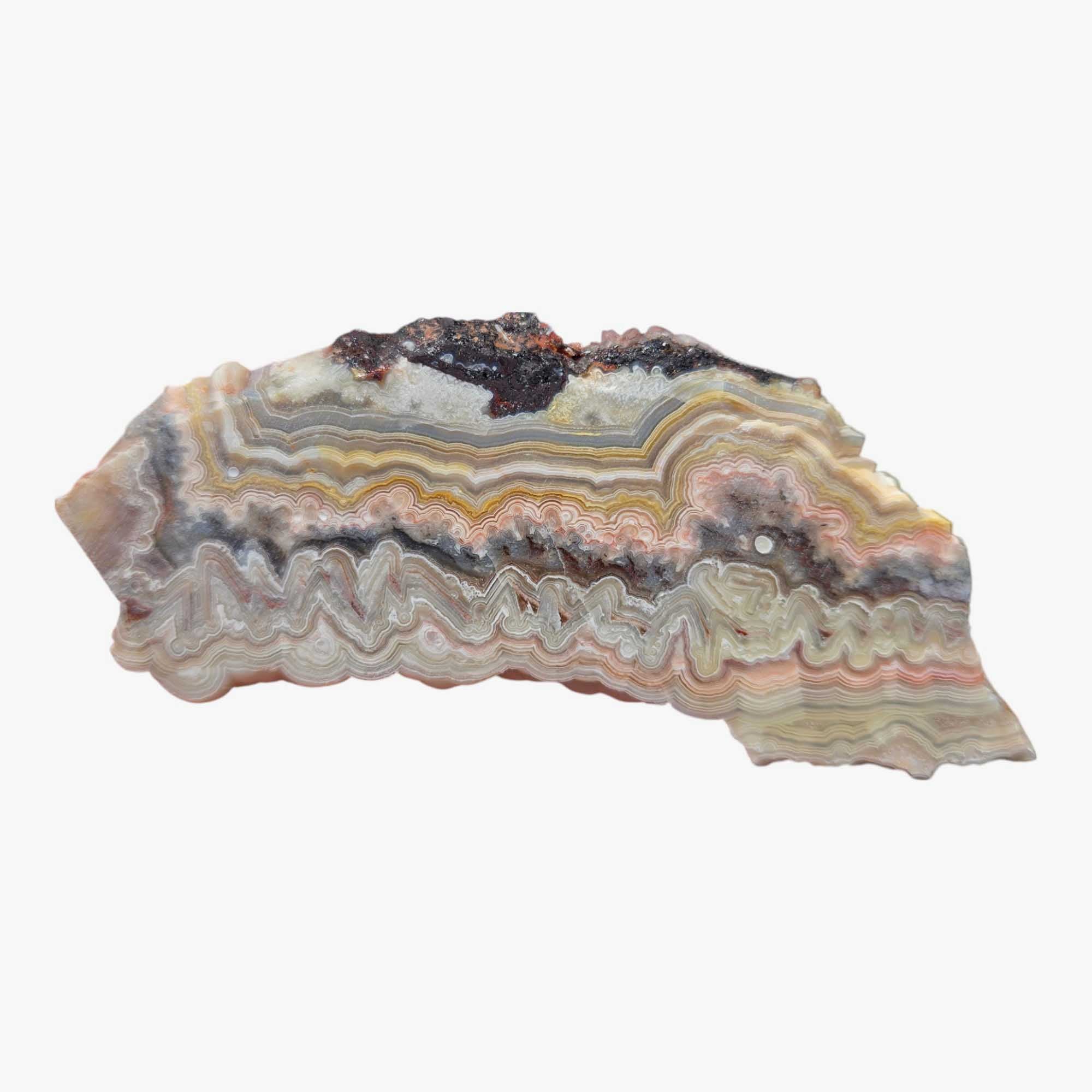 Crazy Lace Agate Slab from Mexico – Colorful Banded Lapidary Rough Stone