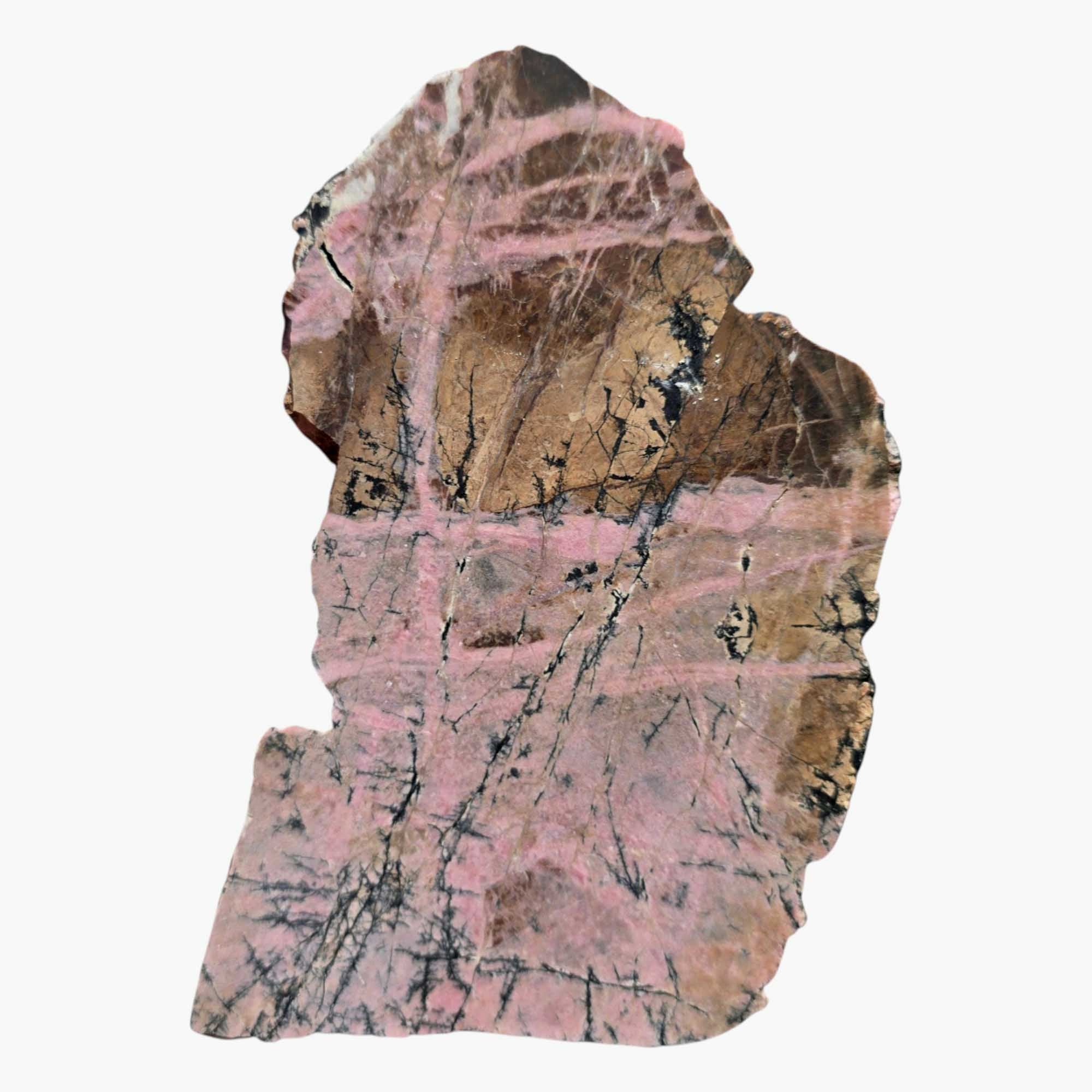 Old Stock Rhodonite Slab – Bubblegum Pink with Black Dendritic Veins