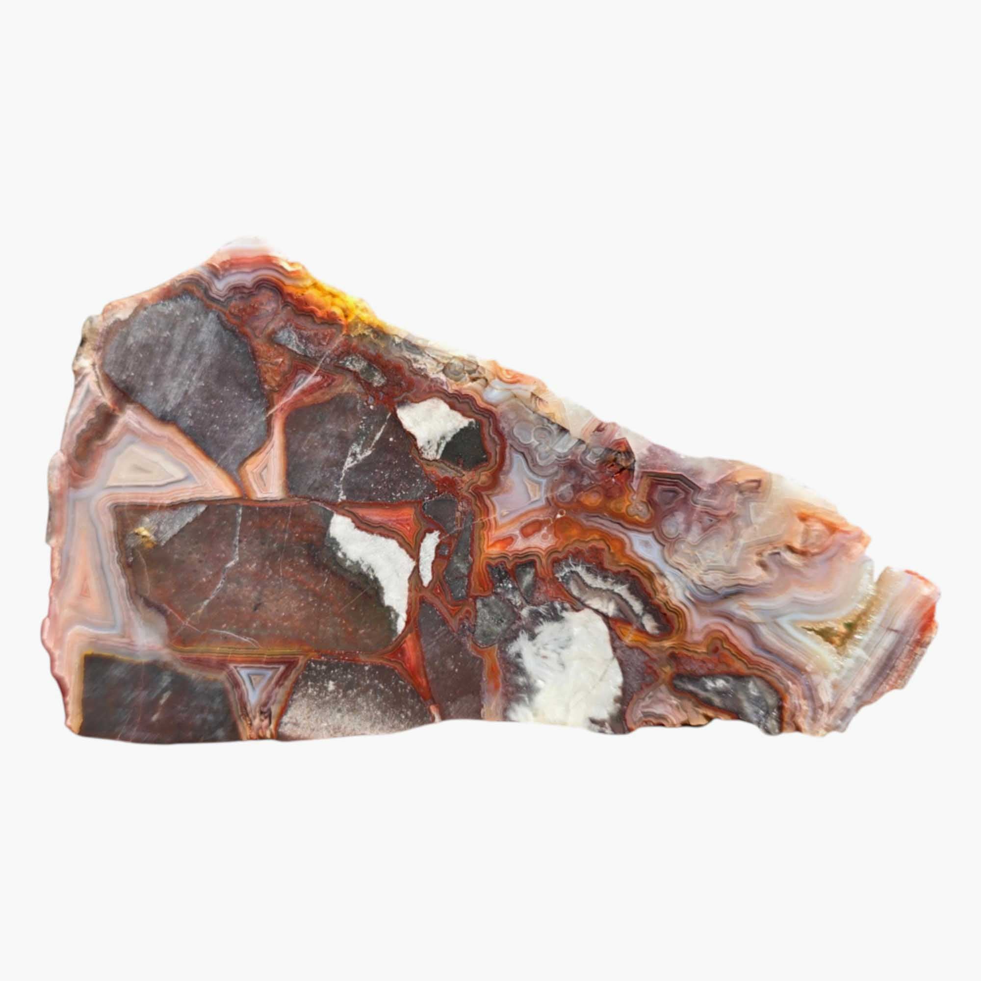 Laguna Lace Agate Slab – Bright Red & Peach Lace with Hematite Zones