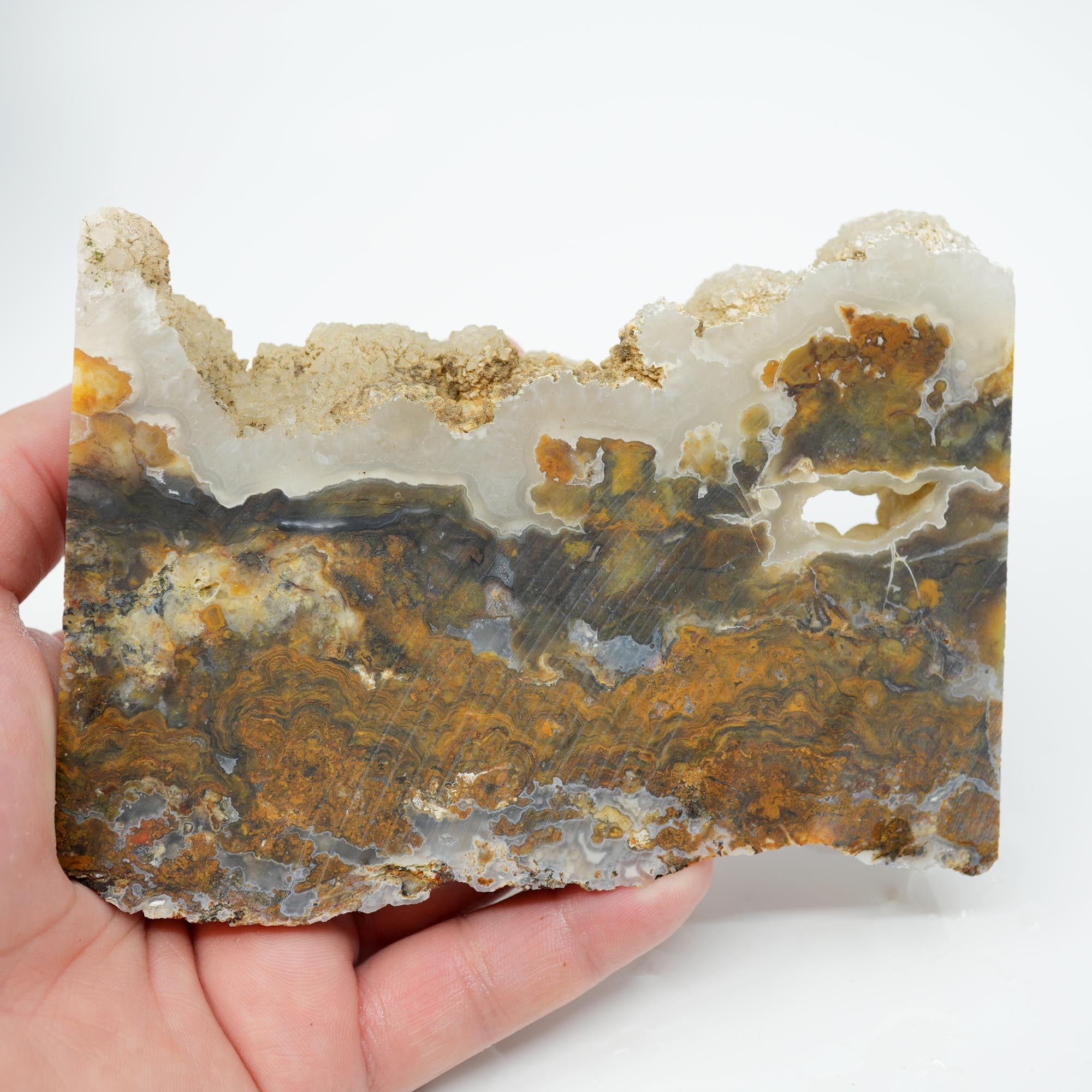 Jumpin Jeep Plume Agate Endcut - Oil Paint Pattern Quartz Druzy