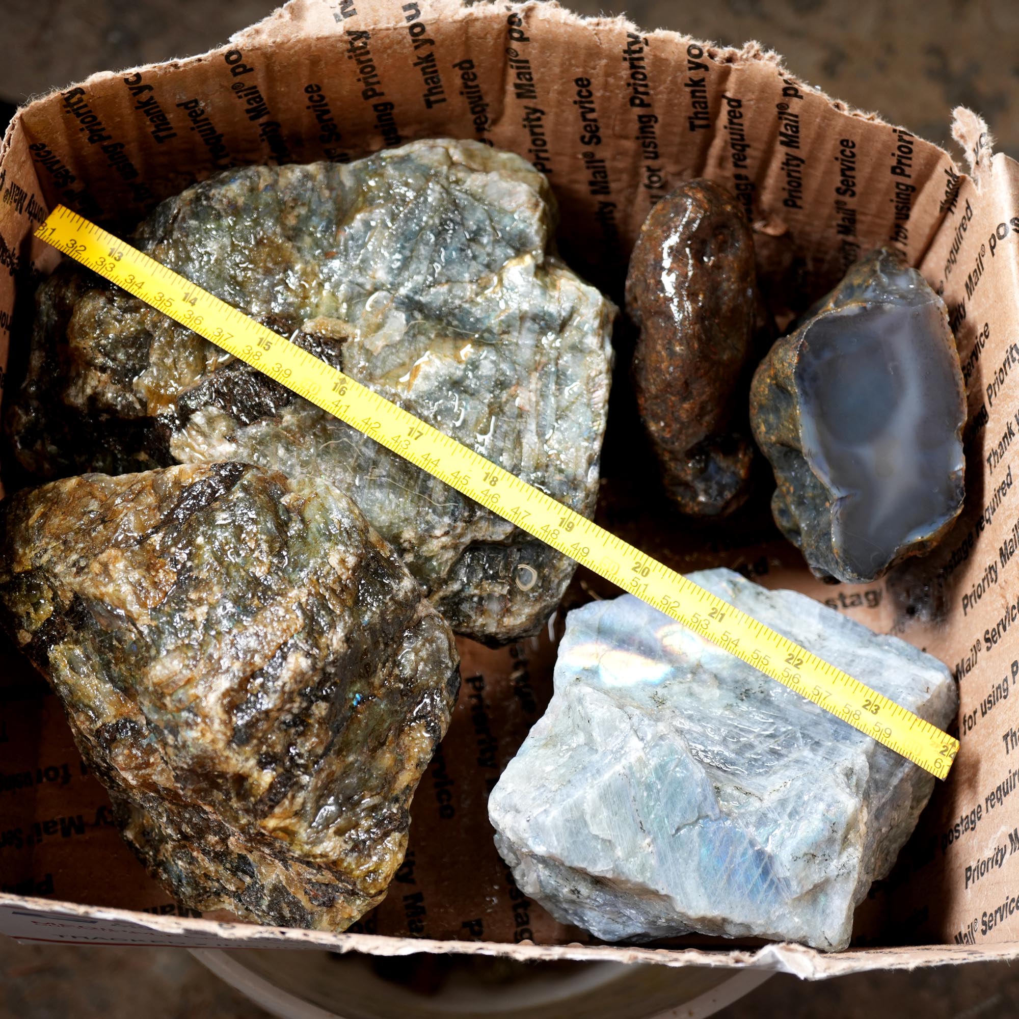 Labradorite Cutting Rough Mix Flatrate - Rare Colored & Fire Flash