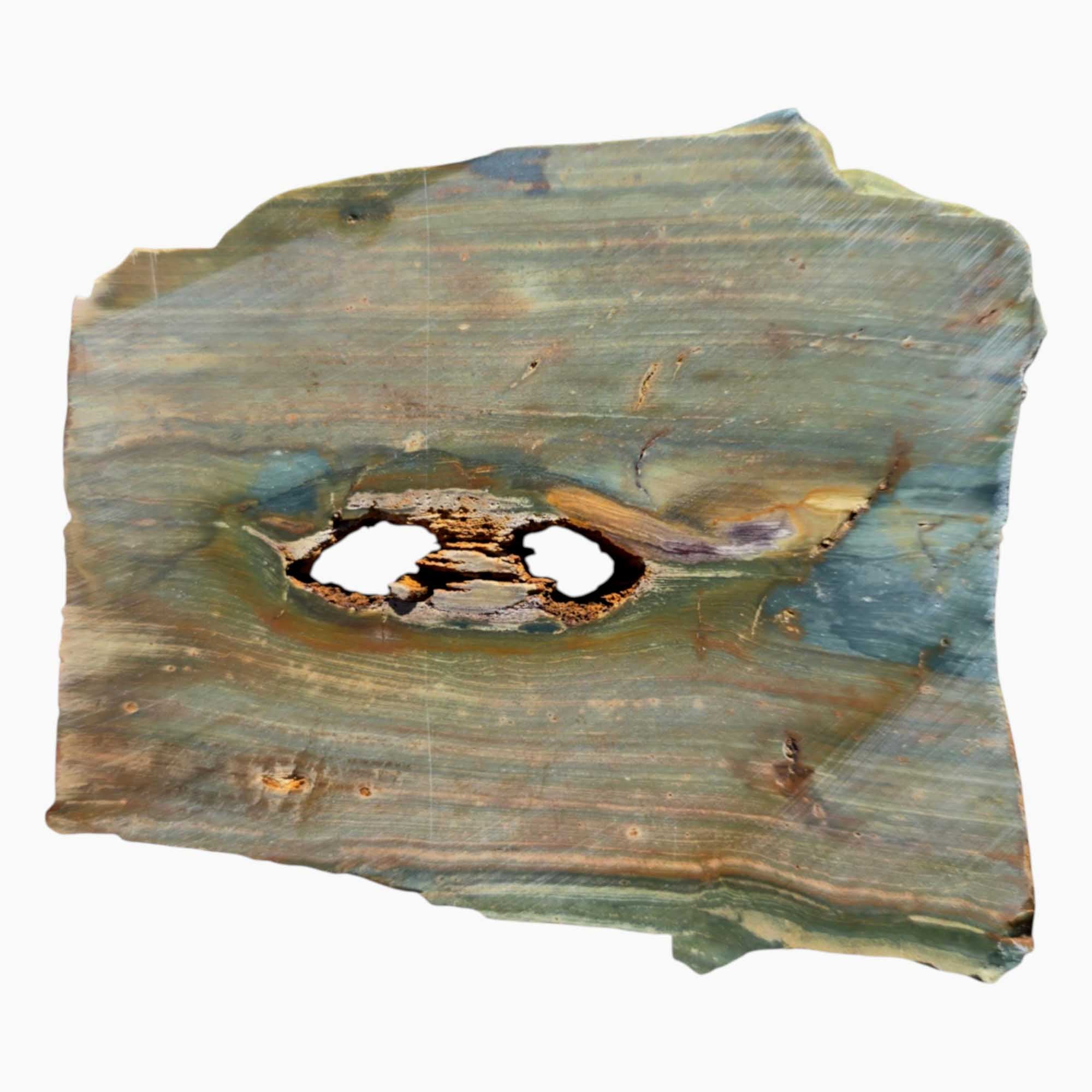 Gary Green Jasper Slab – Eye-Like Center Holes & Classic Pattern
