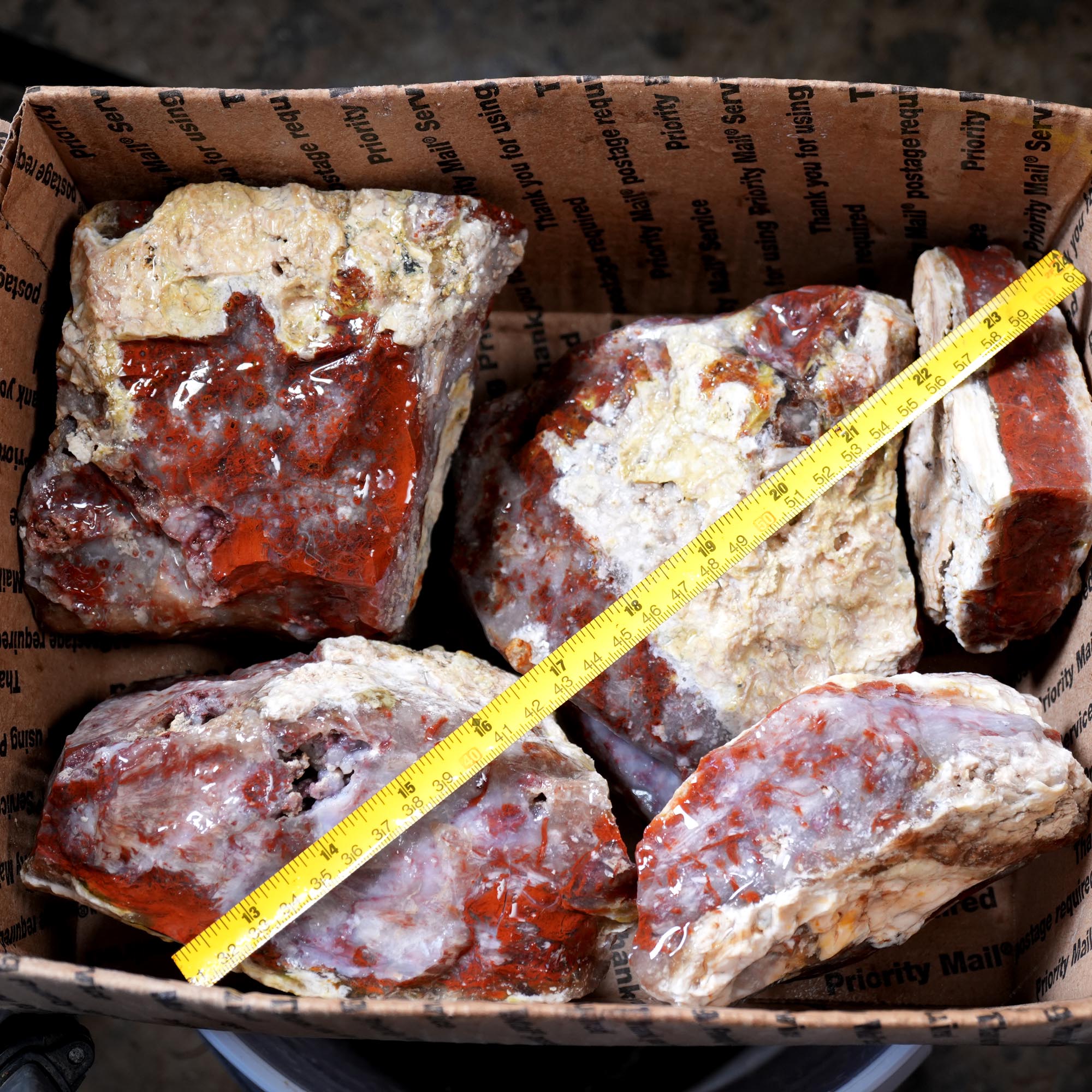 Kramer Hills Agate Flatrate - Bright Red Cutting Rough California