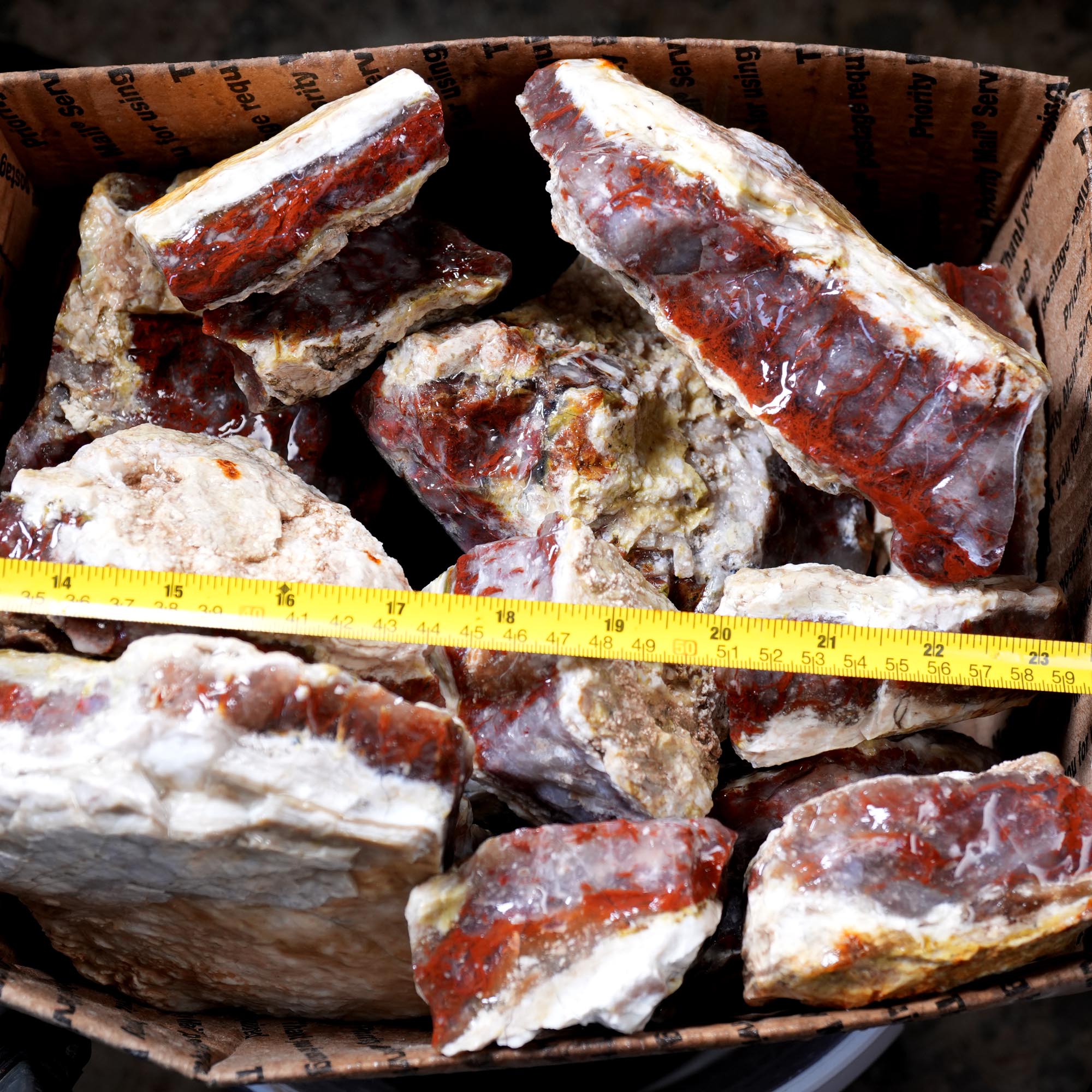 Kramer Hills Agate Flatrate - Bright Red Cutting Rough California